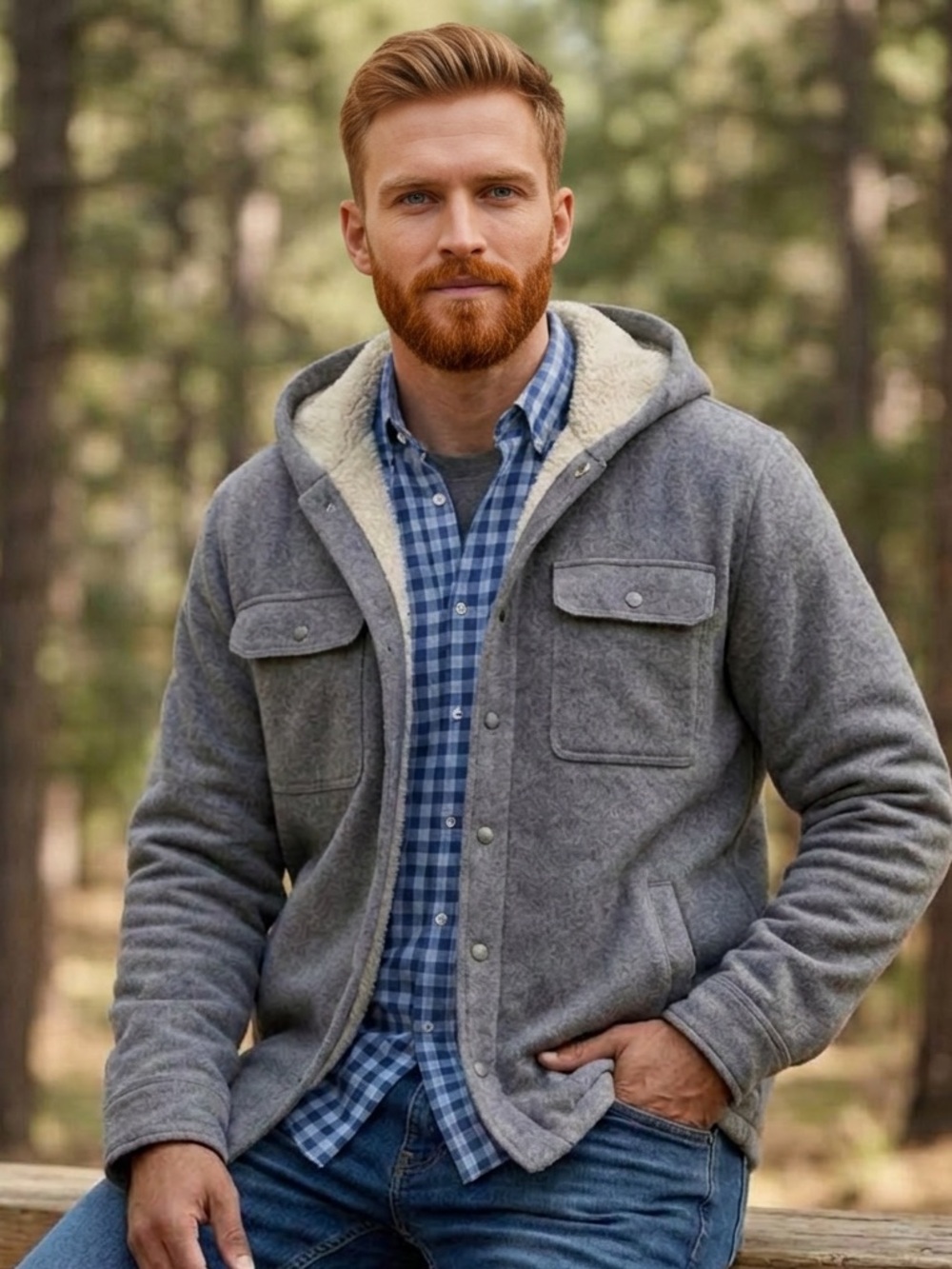 The North Face Hooded Campshire Shirt Jacket XXL Gray Sherpa Lined Shacket